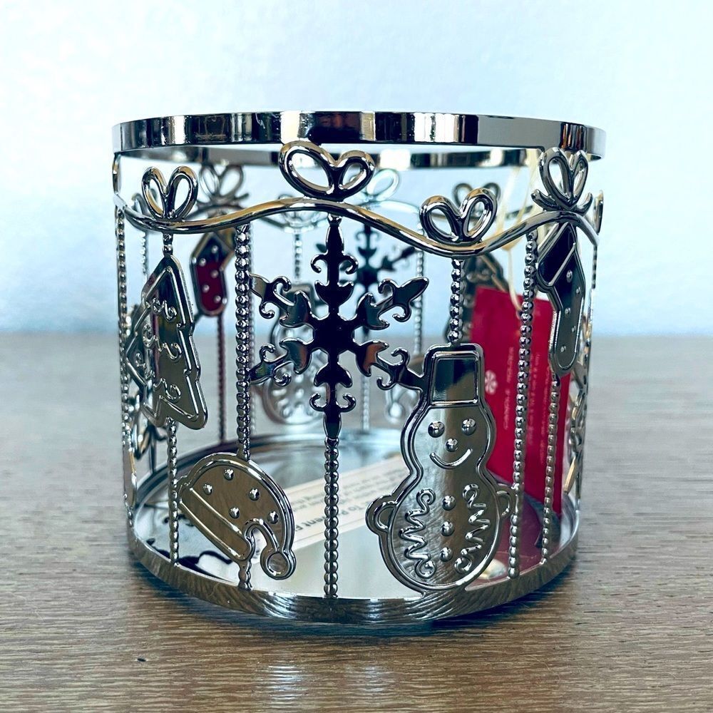 Christmas Silver Winter Cutout Candle Holder Sleeve